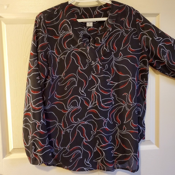 Liz Claiborne Blouse Black, Red, White - Picture 1 of 8